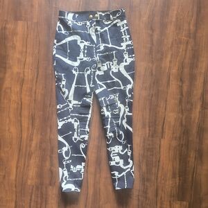 Gucci Vtg 1993 Horsebit Print Black & Cream Equestrian Style Pants Size 40 By